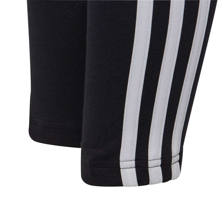 adidas Girls Essentials 3 Stripes Tights Black 7, Black, rebel_hi-res