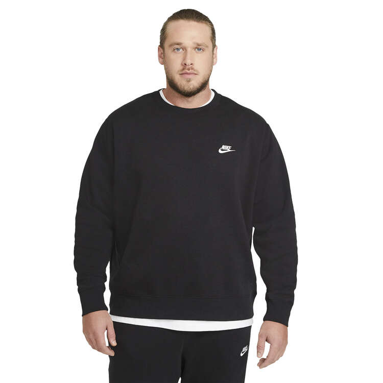 Nike Sportswear Mens Club Fleece Sweatshirt Black/White XS, Black/White, rebel_hi-res