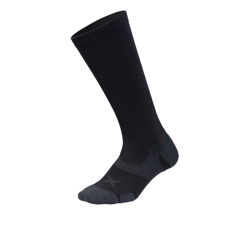 2XU Vectr Cushion Knee Length Socks, Black/Grey, rebel_hi-res