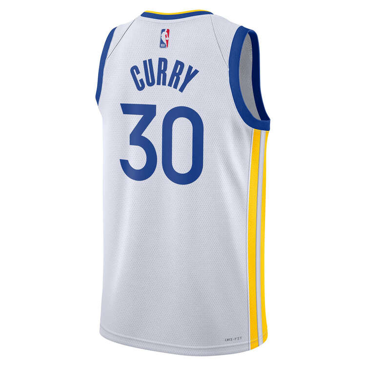Golden State Warriors Steph Curry Mens Association Edition 2023/24 Basketball Jersey White S, White, rebel_hi-res