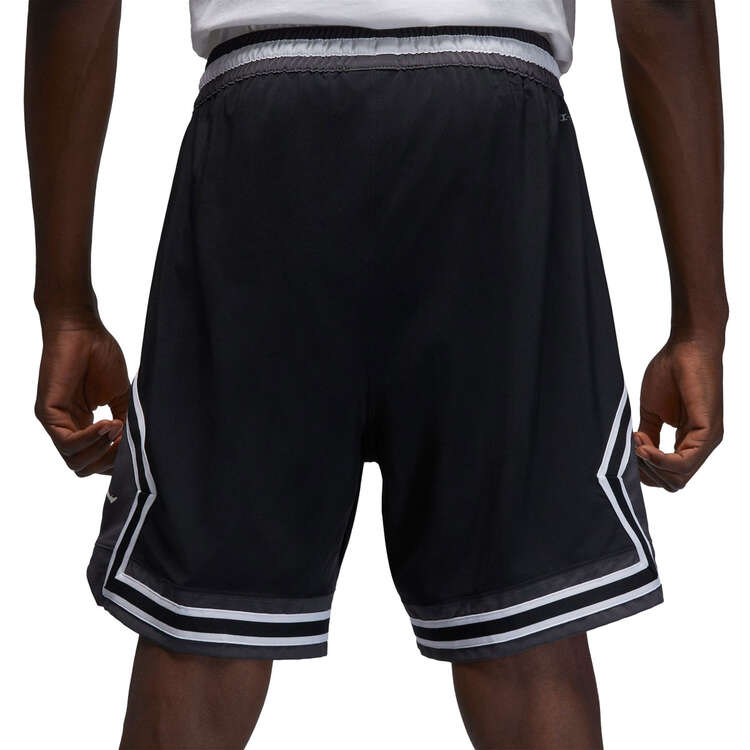 Jordan Mens Dri-FIT Woven Diamond Basketball Shorts, Black/White, rebel_hi-res