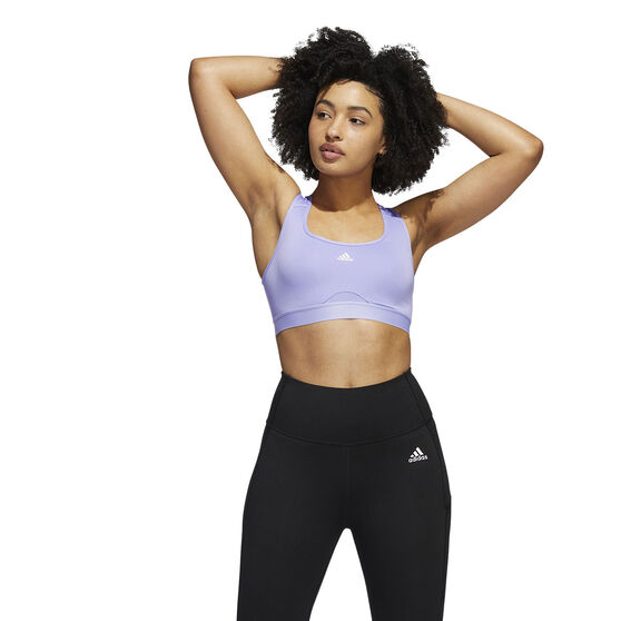 adidas Womens Powerreact Training Medium Support Sports Bra, Lilac, rebel_hi-res