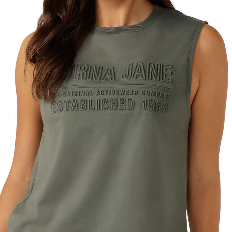Lorna Jane Womens Essential Muscle Tank, Green, rebel_hi-res