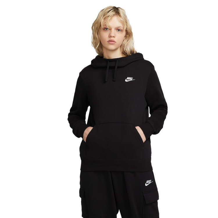 Nike Womens Sportswear Club Fleece Funnel-Neck Hoodie Black XS, Black, rebel_hi-res