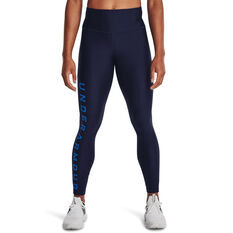 Under Armour Womens HeatGear Armour Branded Tights Blue XS, Blue, rebel_hi-res