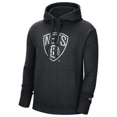 Nike Mens Brooklyn Nets Logo Hoodie, Black/White, rebel_hi-res