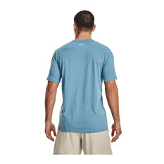 Under Armour Project Rock Mens Iron Paradise Tee Blue XS, Blue, rebel_hi-res