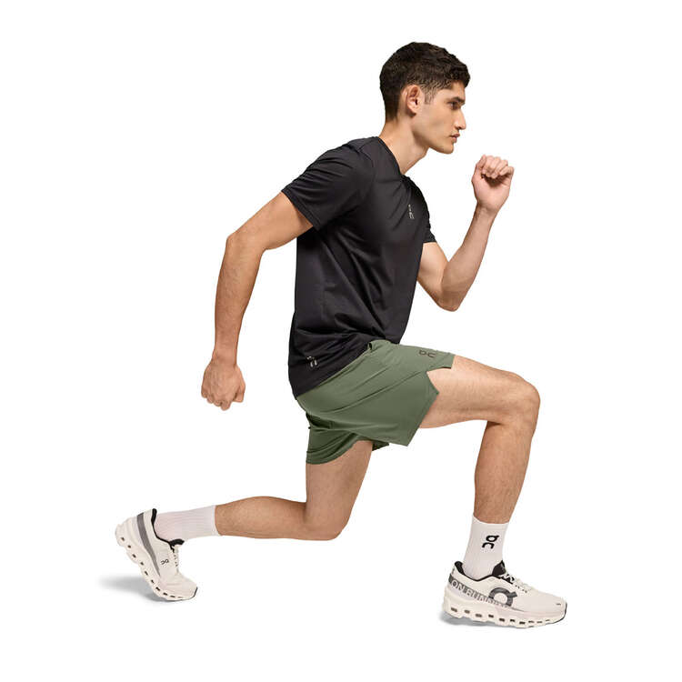 On Mens Essential Running Shorts, Green, rebel_hi-res