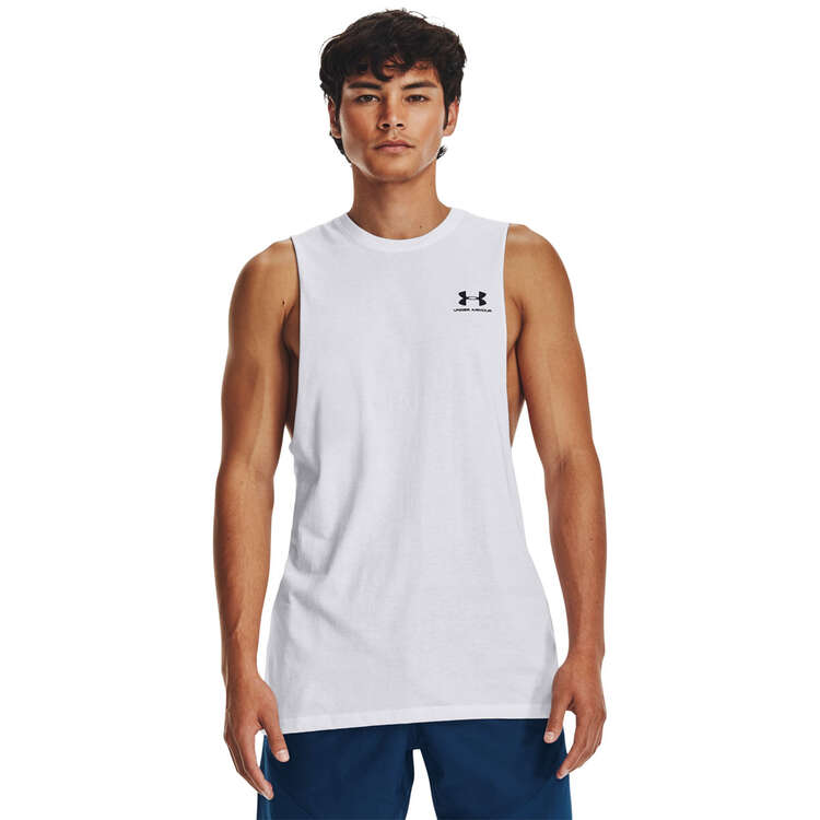 Under Armour Mens Sportstyle Left Chest Tee, White, rebel_hi-res