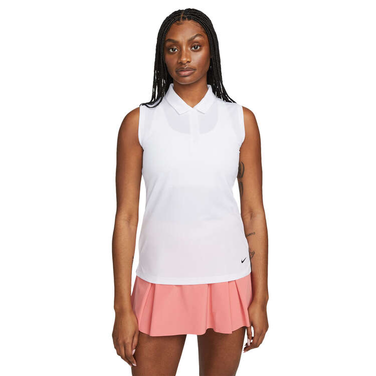 Nike Womens Dri-FIT Victory Sleeveless Golf Polo White XL, White, rebel_hi-res