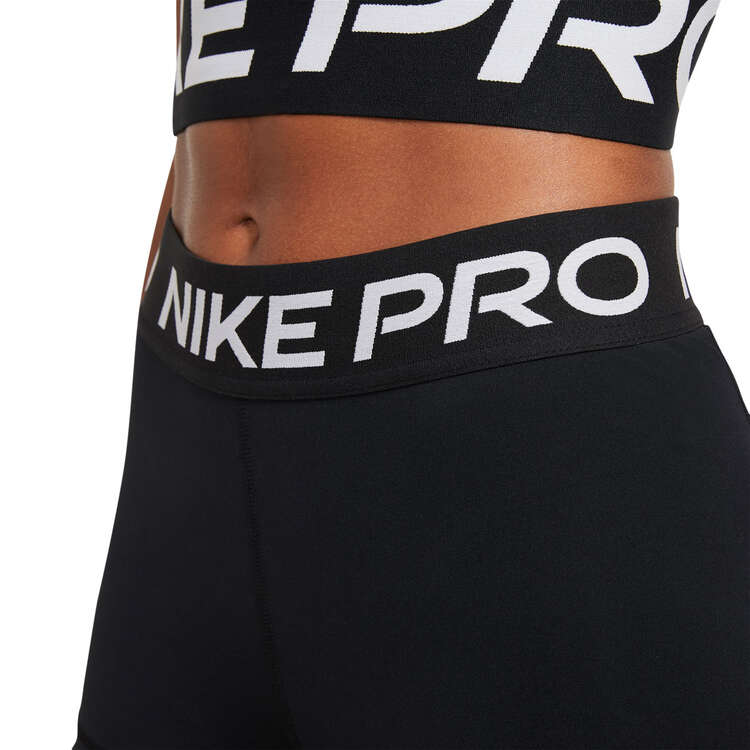 Nike Pro Womens 365 3in Shorts, Black/White, rebel_hi-res