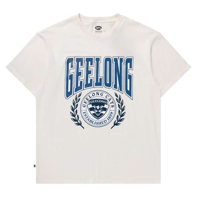Geelong Cats 2024 Mens Arch Graphic Tee, White, rebel_hi-res