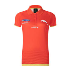 Redcliffe Dolphins 2022 Womens Team Polo Red 8, Red, rebel_hi-res