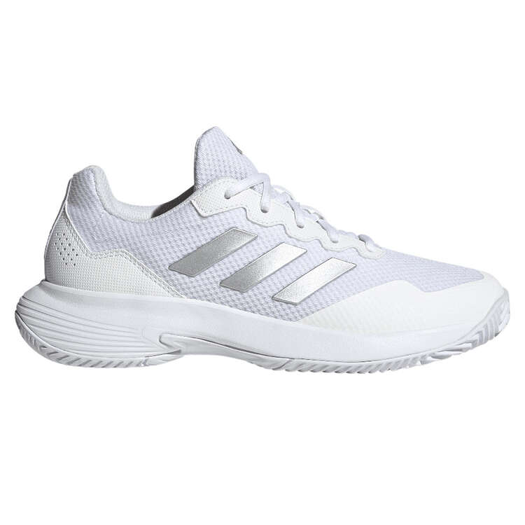 adidas GameCourt 2 Womens Tennis Shoes White/Silver US 6, White/Silver, rebel_hi-res