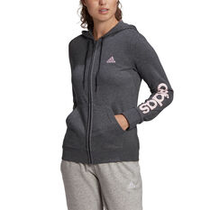 adidas Womens Essentials Logo Full Zip Hoodie Grey XS, Grey, rebel_hi-res