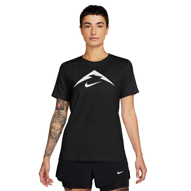 Nike Womens Dri-FIT Trail Running Tee Black XS, Black, rebel_hi-res