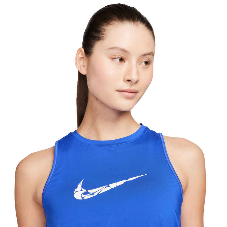 Nike One Womens Swoosh Dri-FIT Running Tank, Blue, rebel_hi-res