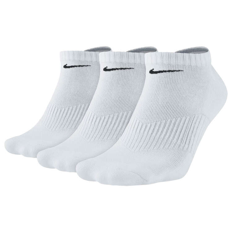Nike Unisex Cushioned No Show 3 Pack Socks White M - YTH 5Y - 7Y/WMN 6 - 10/MEN 6-8, White, rebel_hi-res