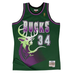 Milwaukee Bucks Ray Allen 1996/97 Mens Road Swingman Jersey, Green, rebel_hi-res