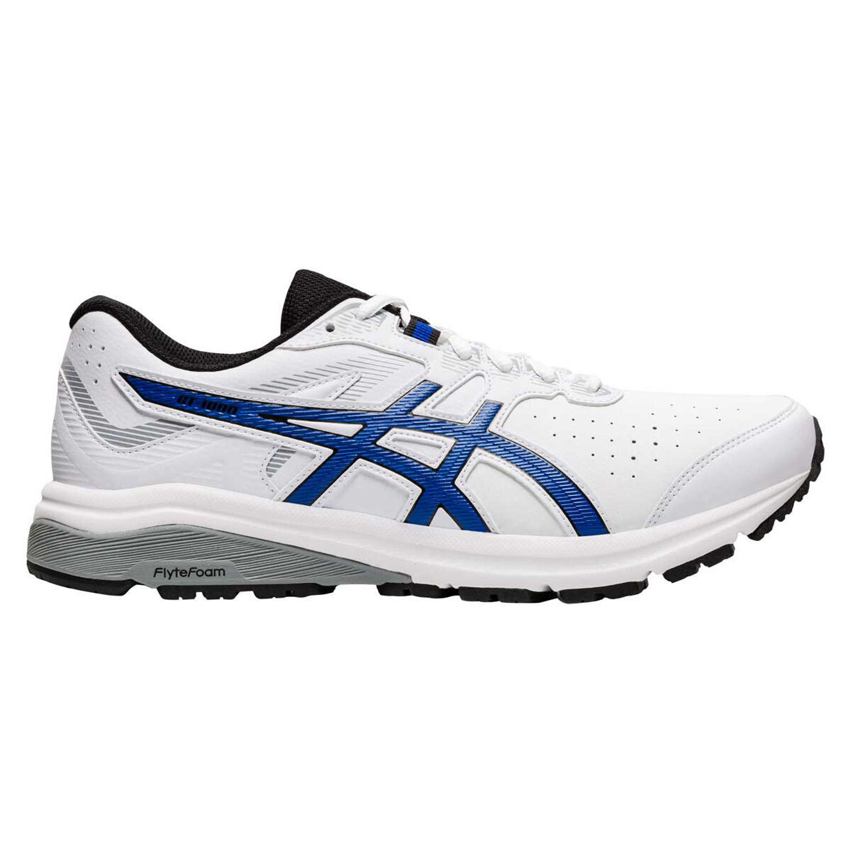 red white blue asics running shoes