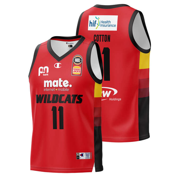 Champion Youth Perth Wildcats Bryce Cotton 2023/24 Home Basketball Jersey Red 10, Red, rebel_hi-res