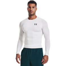 Under Armour Mens HeatGear Armour Compression Top White S, White, rebel_hi-res