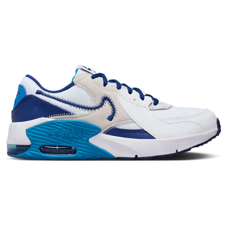 Nike Air Max Excee GS Kids Casual Shoes White/Blue US 4, White/Blue, rebel_hi-res