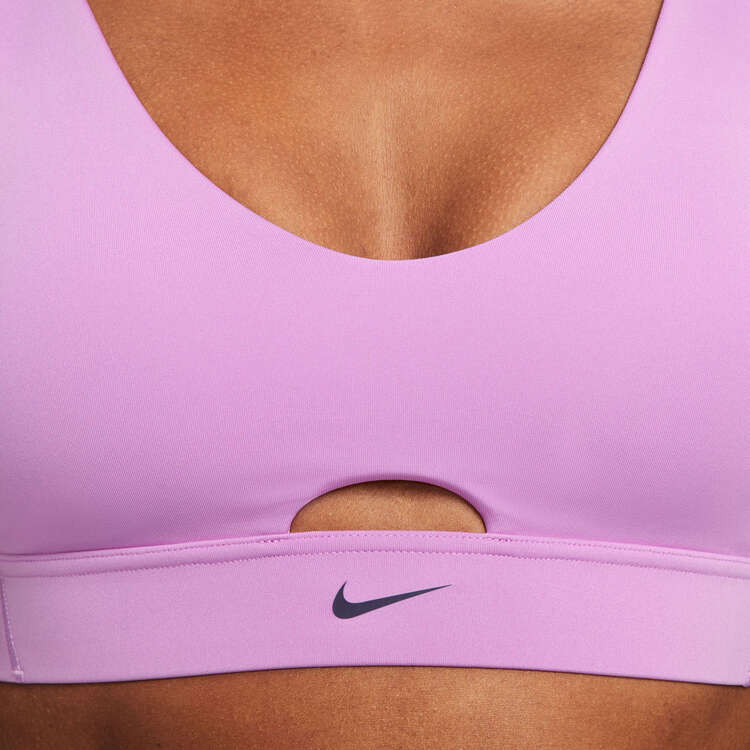 Nike Womens Indy Medium Support Padded Plunge Cutout Sports Bra, Purple, rebel_hi-res