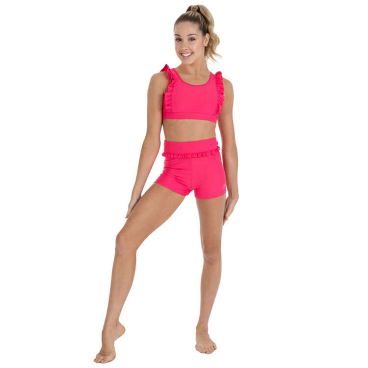 Flo Active Girls Tonya Frill Shorts, Pink, rebel_hi-res