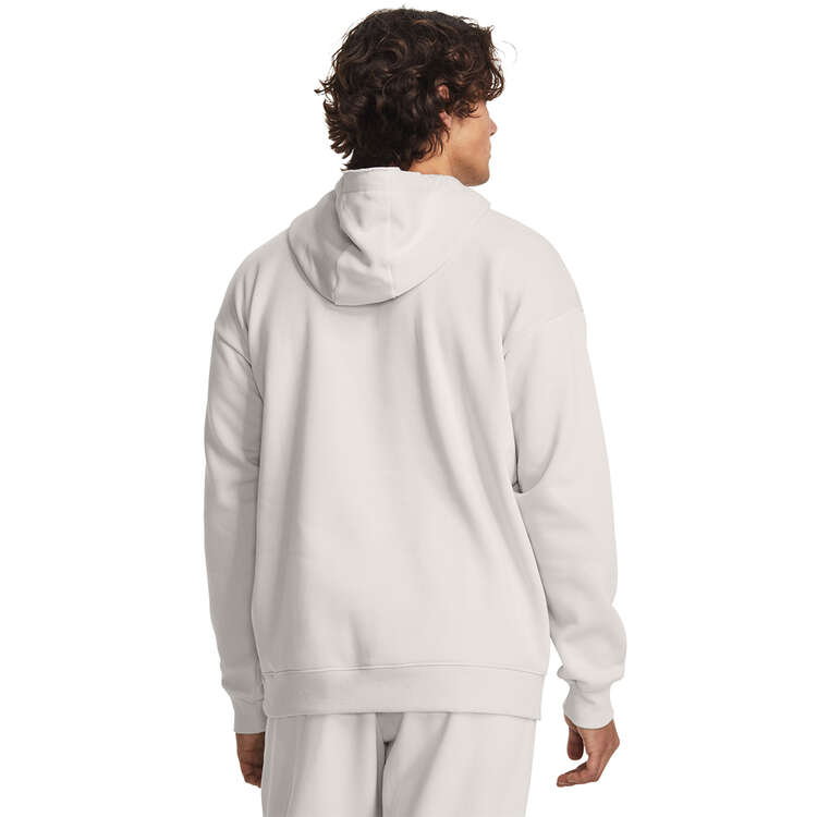 Under Armour Project Rock Mens Rival Hoodie, White, rebel_hi-res
