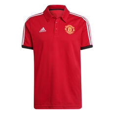 Manchester United 2021/22 Mens 3-Stripes Polo Red S, Red, rebel_hi-res