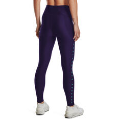 Under Armour Womens HeatGear Armour Branded Tights, Purple, rebel_hi-res