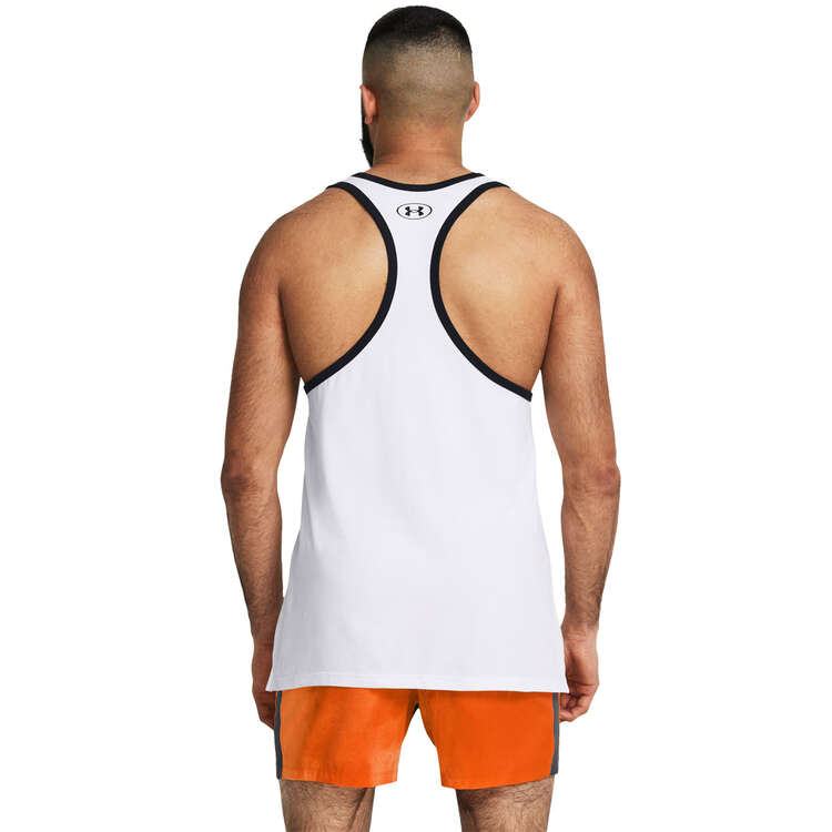 Under Armour Project Rock Mens Get to Work Training Tank, White, rebel_hi-res