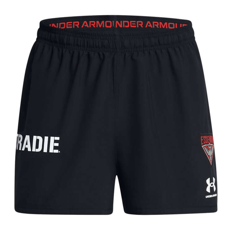 Essendon Bombers 2024 Mens 3-inch Training Shorts, Black, rebel_hi-res