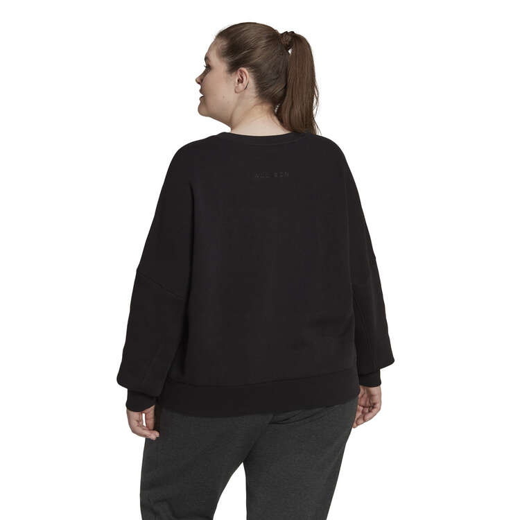 adidas Womens ALL SZN Fleece Sweatshirt (Plus Size) Black 1X, Black, rebel_hi-res