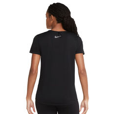Nike Womens Miler Run Division Tee Black XS, Black, rebel_hi-res