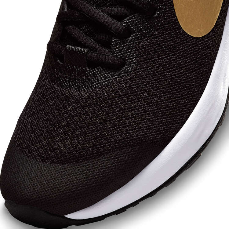Nike Revolution 6 GS Kids Running Shoes, Black/Gold, rebel_hi-res