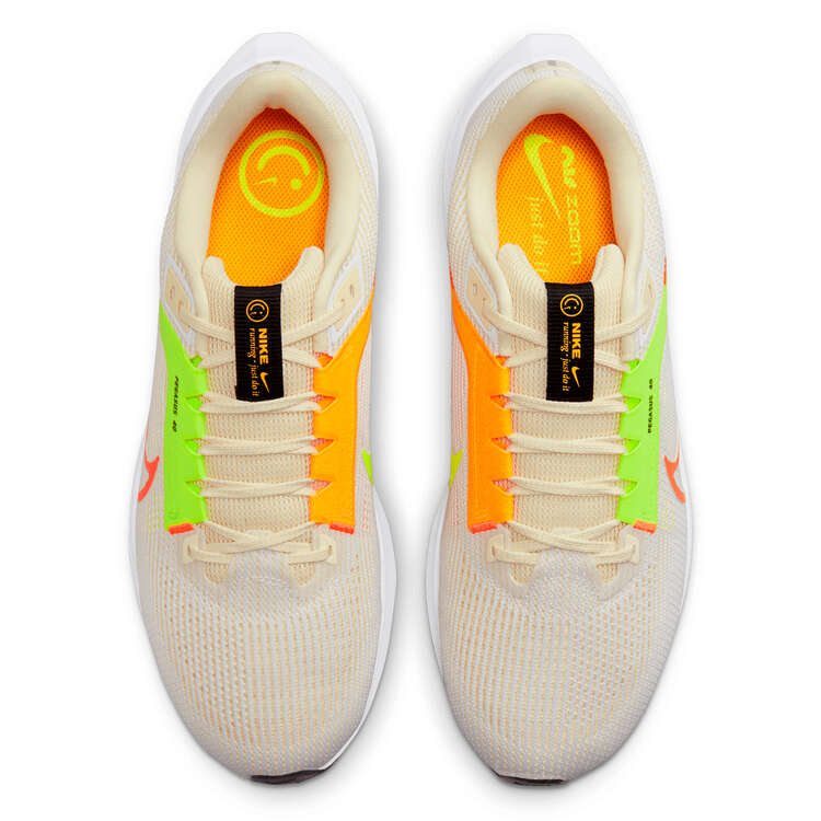Nike Air Zoom Pegasus 40 Mens Running Shoes, White/Orange, rebel_hi-res