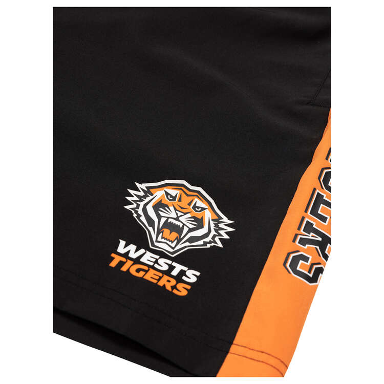 Wests Tigers 2024 Mens Performance Shorts Black S, Black, rebel_hi-res