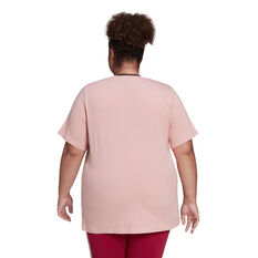 adidas Womens Loungewear Essentials Slim 3-Stripes Tee (Plus Size) Pink 1X, Pink, rebel_hi-res