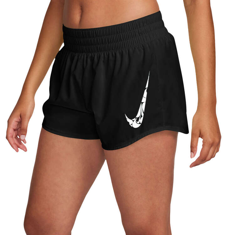 Nike One Womens Dri-FIT Mid-Rise 3 inch Brief-Lined Shorts Black XS, Black, rebel_hi-res
