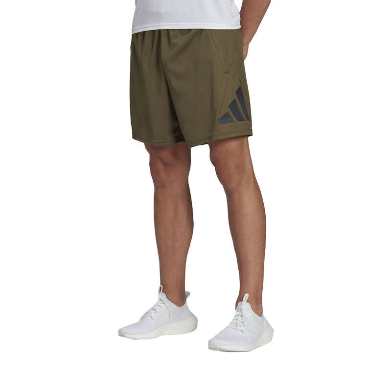 adidas Mens Train Essentials Logo Training Shorts, Olive, rebel_hi-res