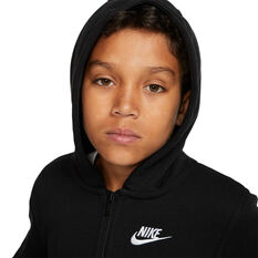 Nike Club Boys Full Zip Hoodie, Black / White, rebel_hi-res