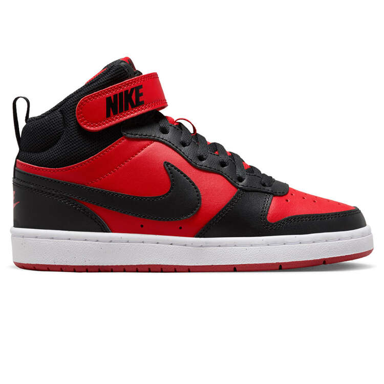 Nike Court Borough Mid 2 GS Kids Casual Shoes Black/Red US 4, Black/Red, rebel_hi-res