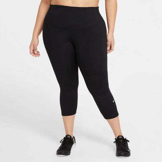 Nike One Womens Mid-Rise Crop Tights Plus, Black, rebel_hi-res