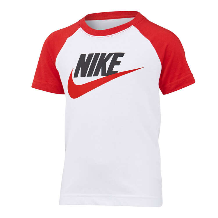 Nike Junior Boys Sportswear Futura Raglan Tee, White, rebel_hi-res
