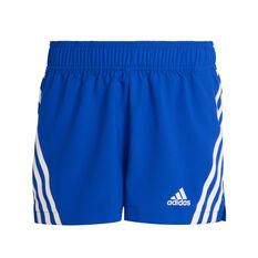 adidas Girls Aeroready 3 Stripes Woven Shorts Blue 8, Blue, rebel_hi-res