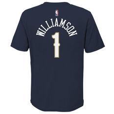 Jordan New Orleans Pelicans Zion Williamson 2020/21 Kids Statement Tee, Navy, rebel_hi-res
