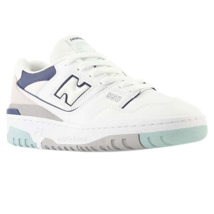 New Balance BB550 GS Kids Casual Shoes, White/Navy, rebel_hi-res