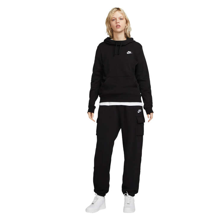 Nike Womens Sportswear Club Fleece Funnel-Neck Hoodie, Black, rebel_hi-res